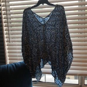 Beautiful Patterned Batwing Top or Swim Coverup